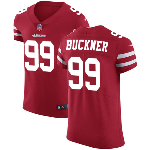 Nike 49ers #99 DeForest Buckner Red Team Color Men's Stitched NFL Vapor Untouchable Elite Jersey - Click Image to Close
